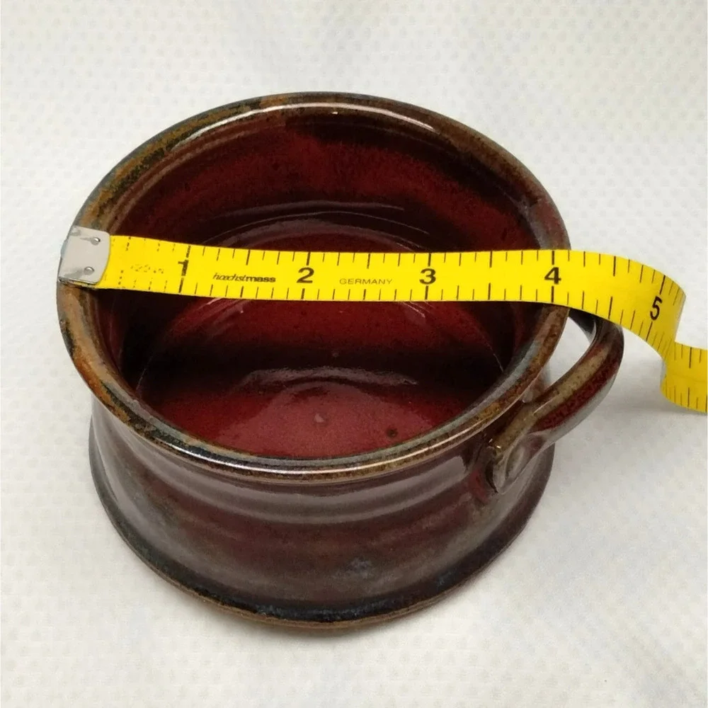 Donn Zver Studio Pottery Crock Bowl Red Glaze Lug Handles 4-Inch Troy Ontario